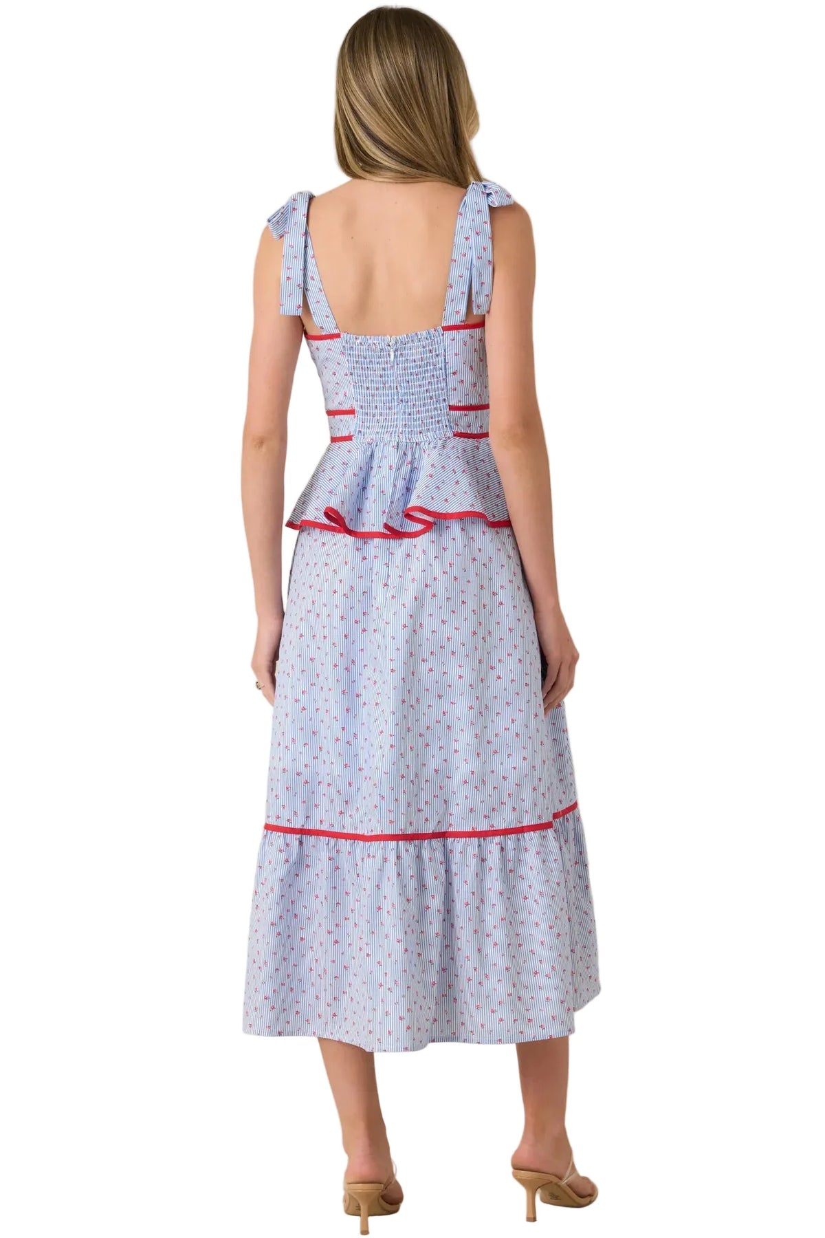 Sweet Tea Floral Peplum Midi Dress