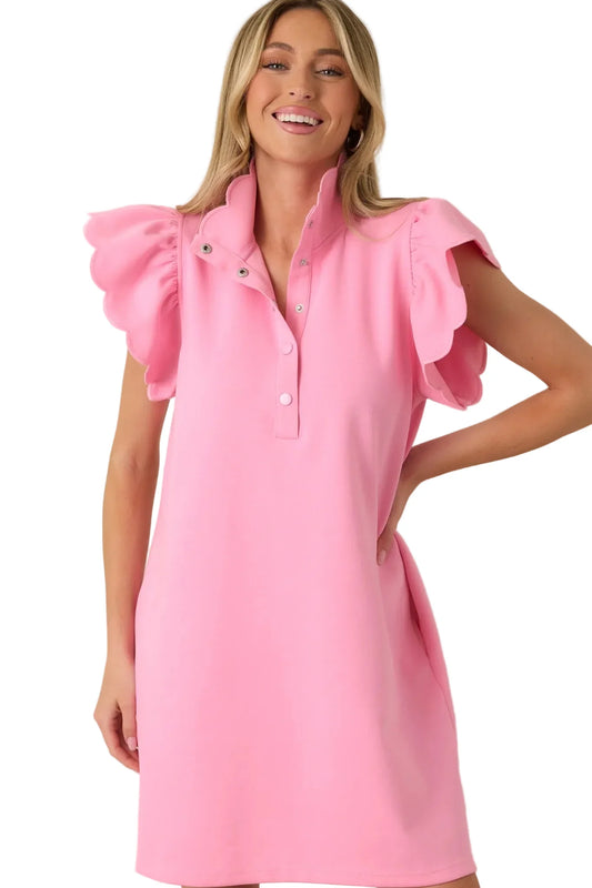 Sincerely Sweet Scallop Sleeve Mini Dress