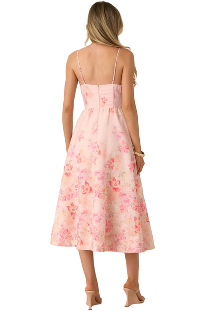 Blush Bloom Pink Floral Midi Dress