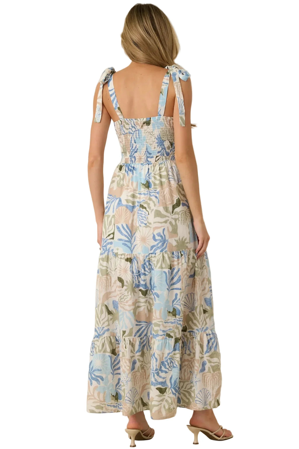 Shoreline Sonata Palm Print Tiered Maxi Dress