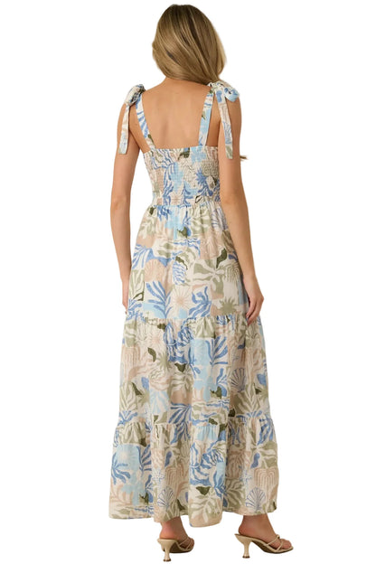Shoreline Sonata Palm Print Tiered Maxi Dress