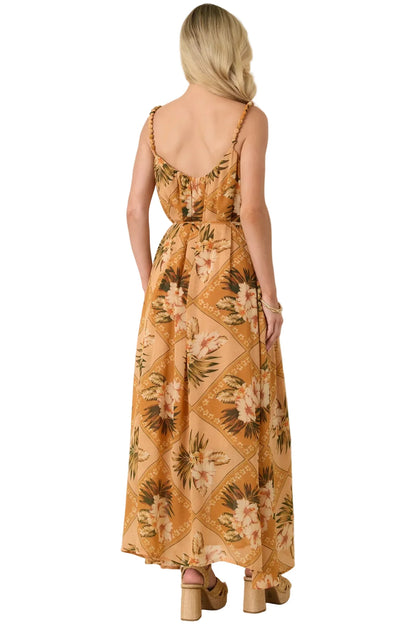 Paradise Calling Tropical Beaded Strap Maxi Dress