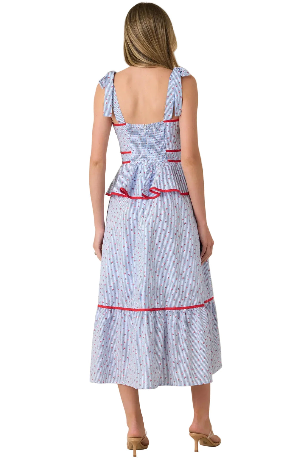 Sweet Tea Floral Peplum Midi Dress