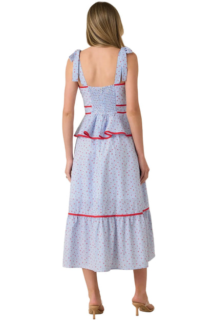 Sweet Tea Floral Peplum Midi Dress