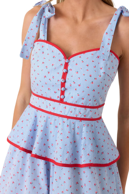 Sweet Tea Floral Peplum Midi Dress