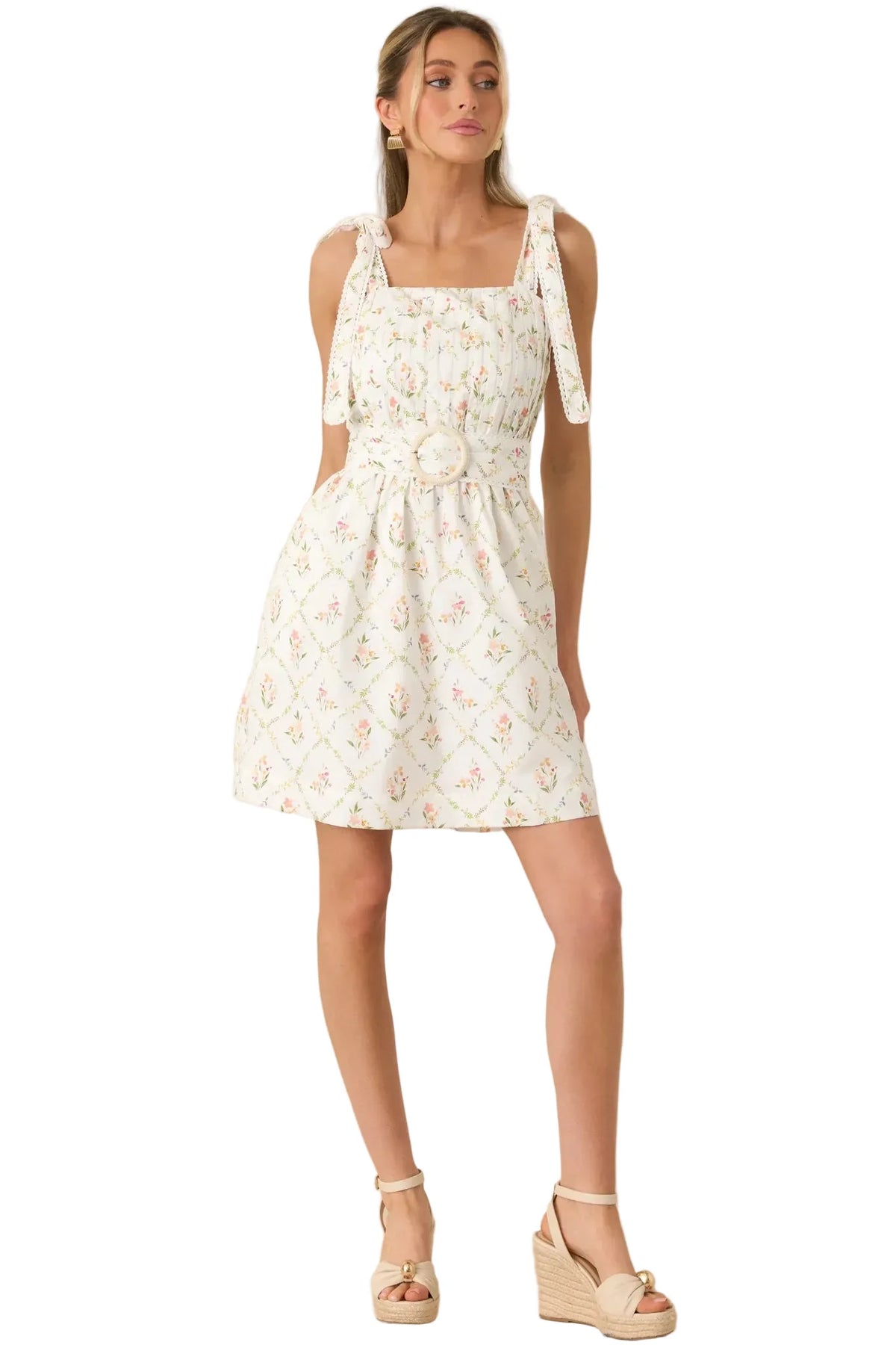 Just Like Spring Floral Pleated Mini Dress