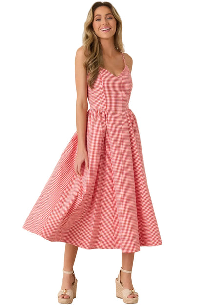 Weekend Coast Gingham Midi Dress