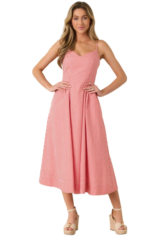Weekend Coast Gingham Midi Dress