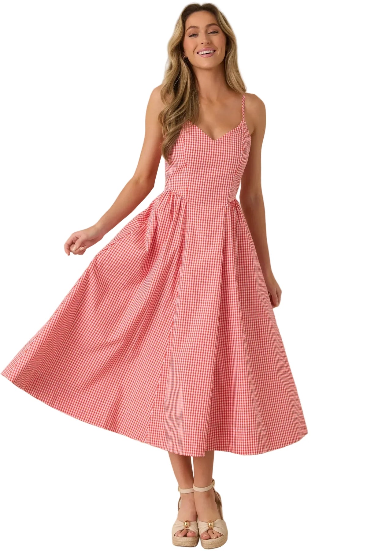 Weekend Coast Gingham Midi Dress