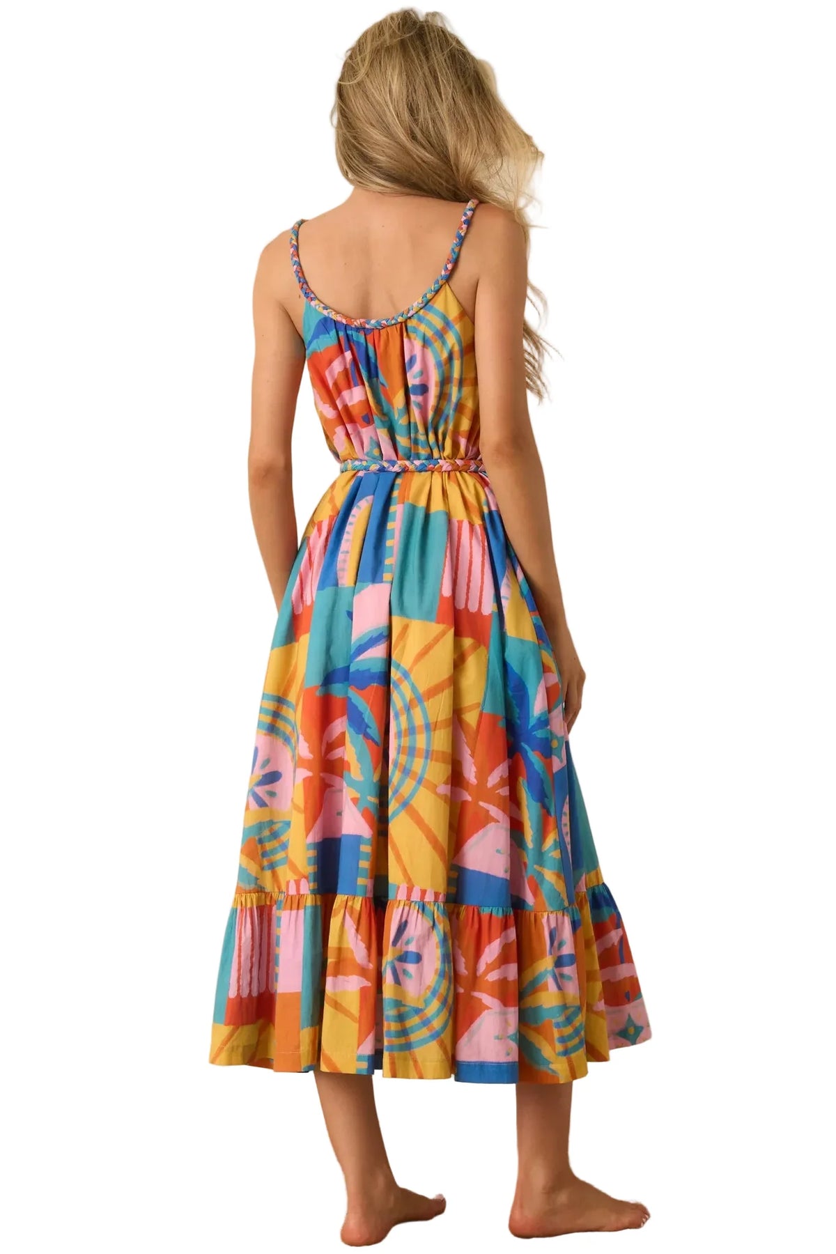 Sunset Mosaic Tropical Midi Dress