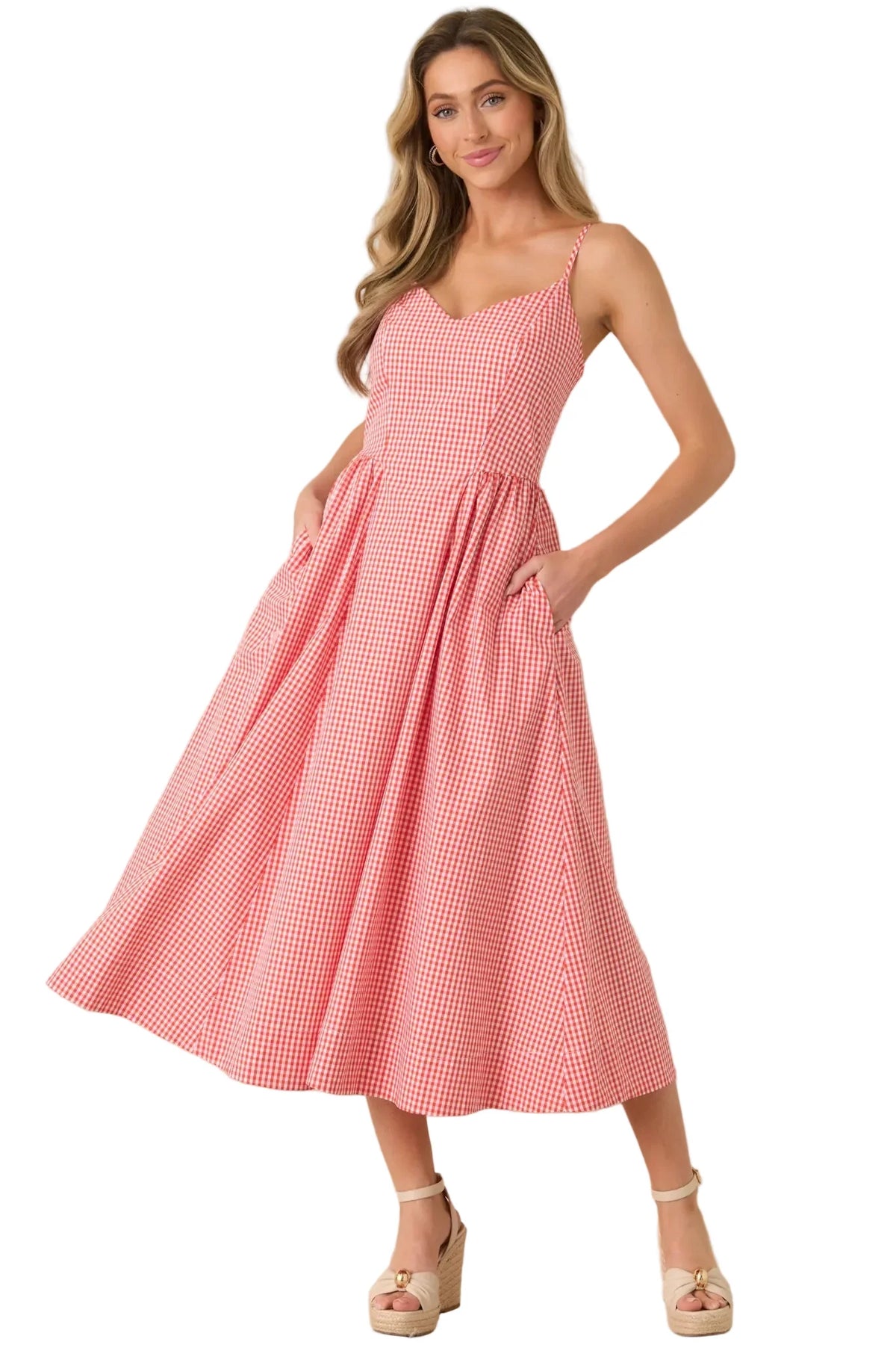 Weekend Coast Gingham Midi Dress
