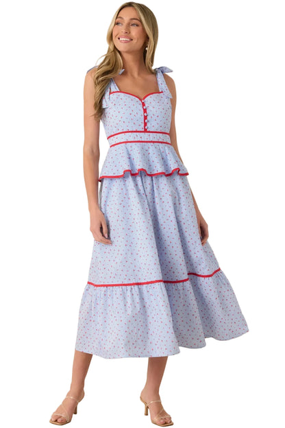 Sweet Tea Floral Peplum Midi Dress