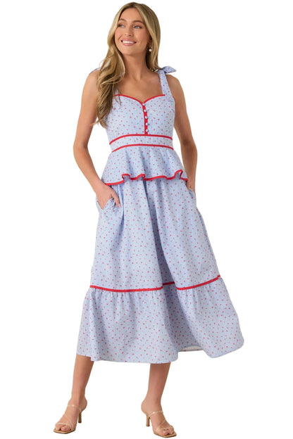 Sweet Tea Floral Peplum Midi Dress
