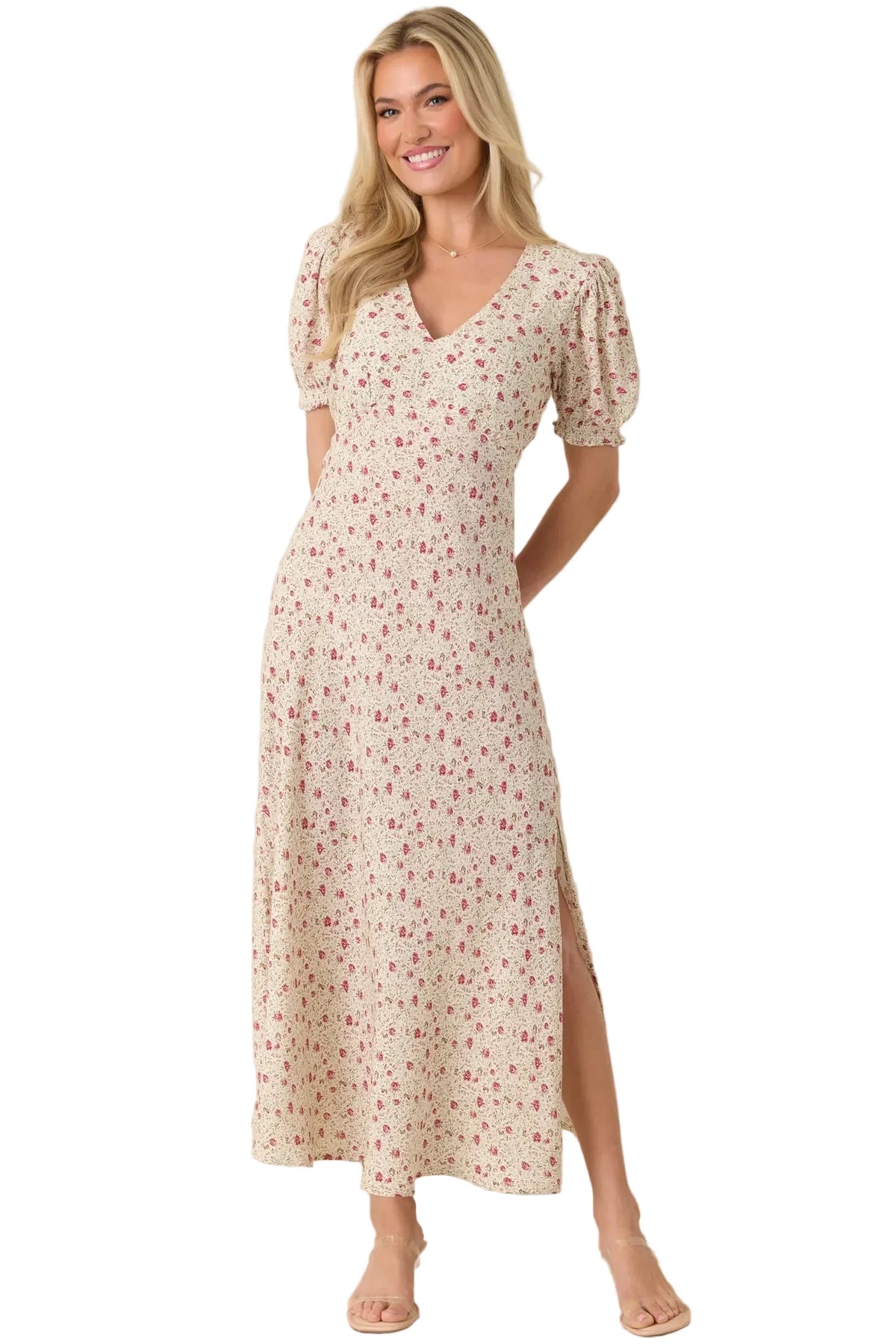 Where We Belong Dusty Pink Floral Maxi Dress